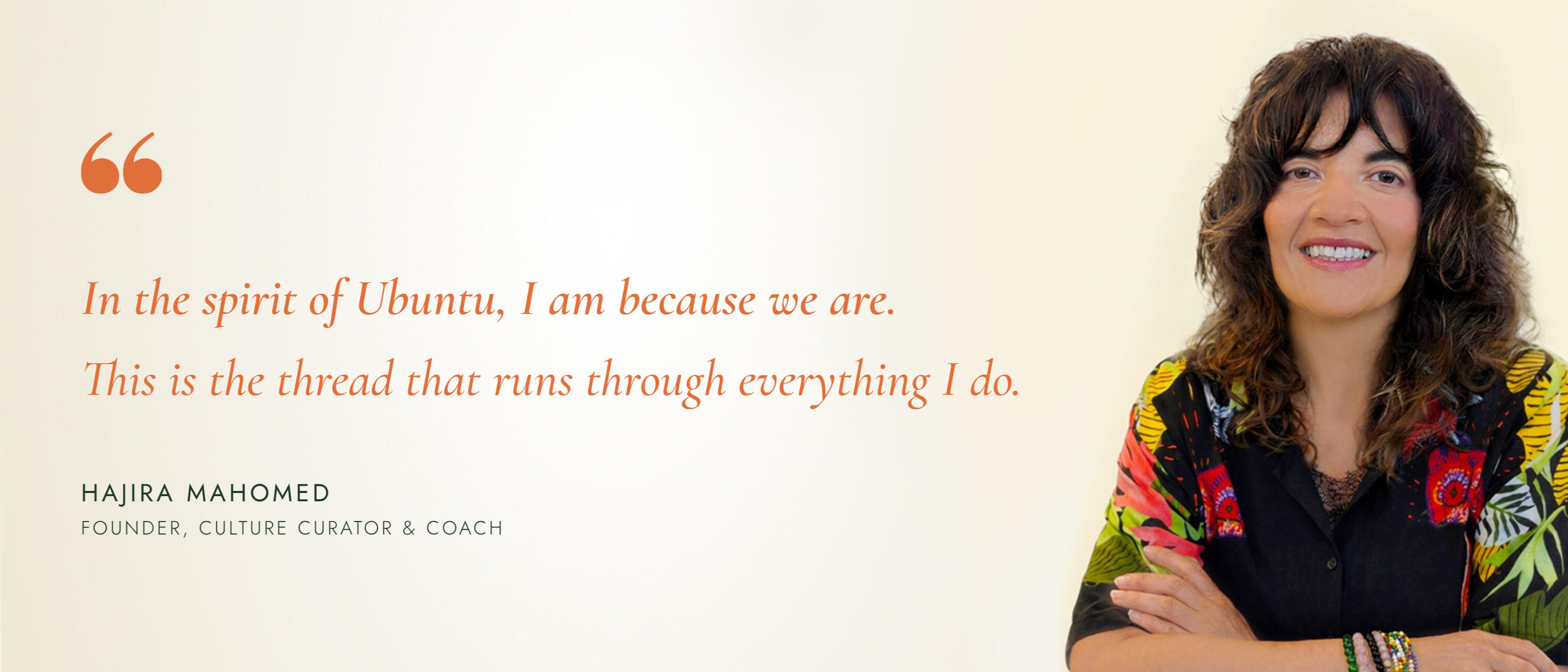 Hajira Mahomed, founder of Culture Curator & Coach.